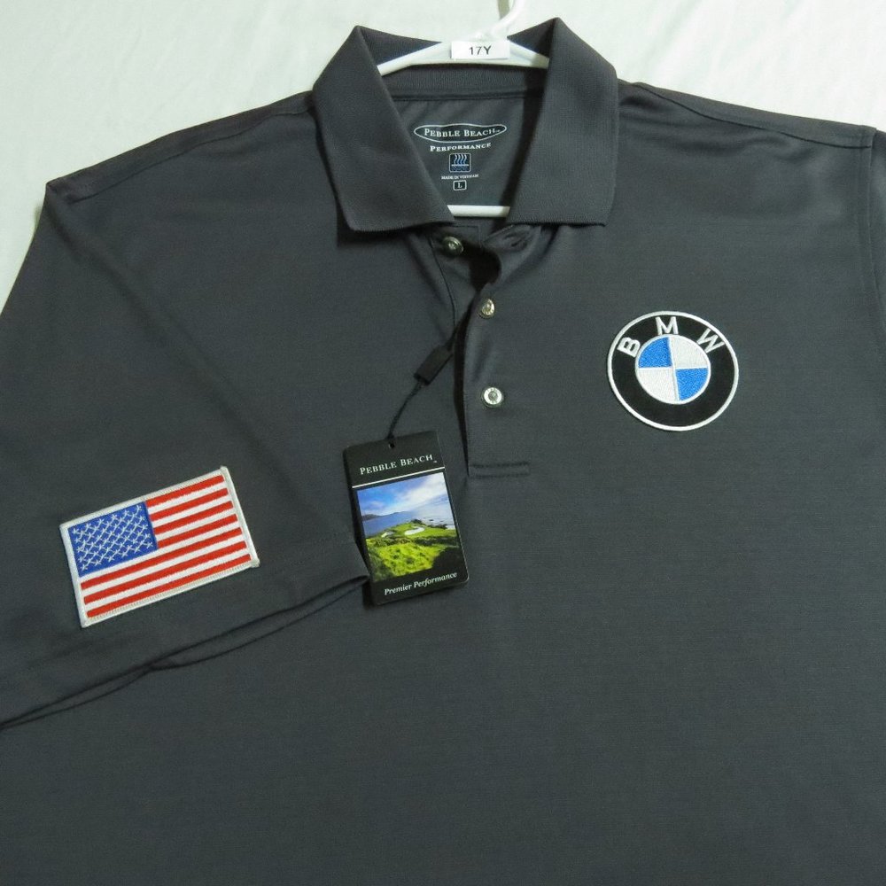 New Sz L Gray Pebble Beach Golf Mens db #17Y Polo